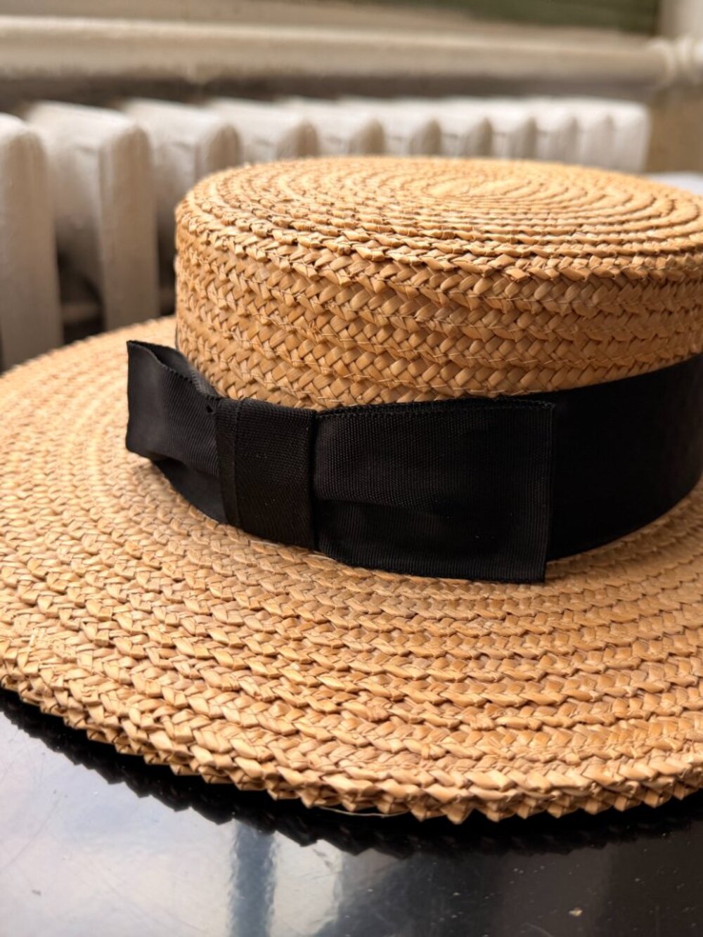 Vintage Yves St. Laurent Straw Boat Hat with Ribbon - Picture 11 of 11